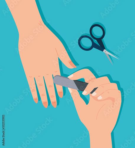 hands filing the nails service