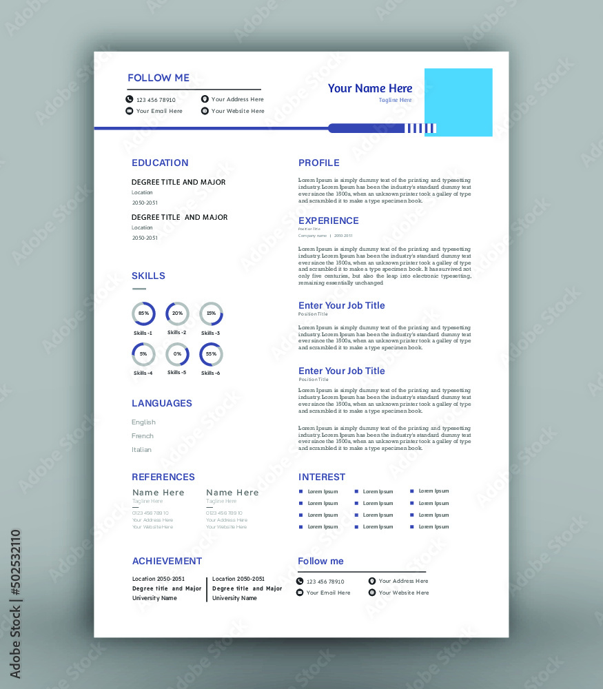 company cv template resume template  design