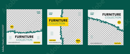 Set of Modern furniture sale social media post banner template
