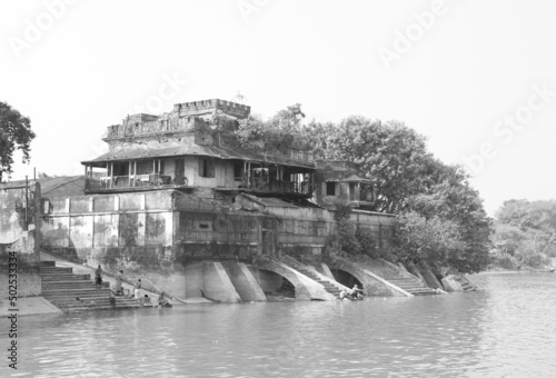 Old riverside zamindar mansion in Bengal on the banks of the Hooghly river photo
