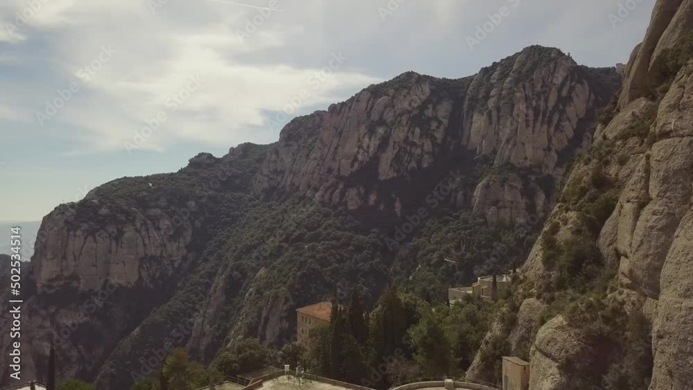 Aerial Shot Of Abbey of Montserrat In Spain Aerial Shot Of Abbey of Montserrat In Spain