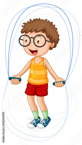 Cartoon boy jumping rope