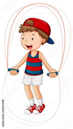 Cartoon boy jumping rope