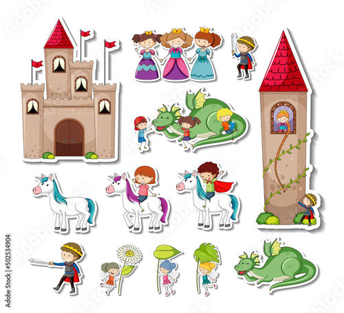 Sticker set of Fairy tale characters