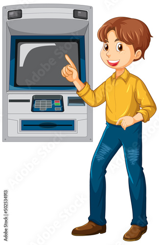 A man withdraw money from atm