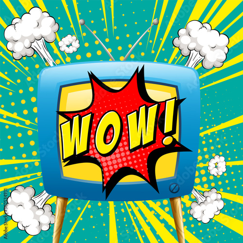 Abbreviation and facial expression retro comic banner design