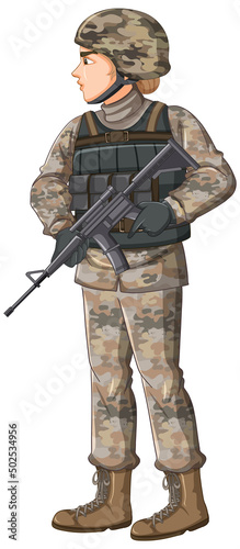 Soldier in uniform cartoon character