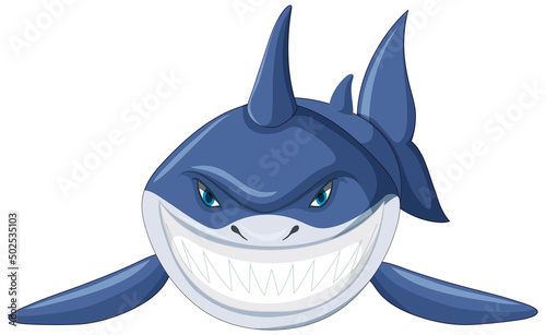 Aggressive great white shark cartoon