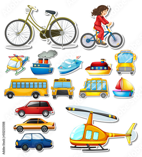 Sticker set of different vehicles