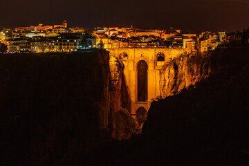 Canvas schilderij Ronda Puente Nuevo Ronda met oude brug Andalusië  © Voyagerix