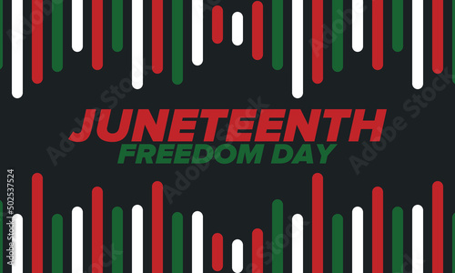 Juneteenth Independence Day. Freedom or Emancipation day. Annual american holiday, celebrated in June 19. African-American history and heritage. Poster, greeting card, banner and background. Vector