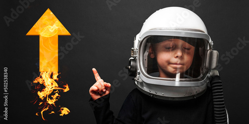 growth business concept. the child wants to fly up on a rocket © vovan