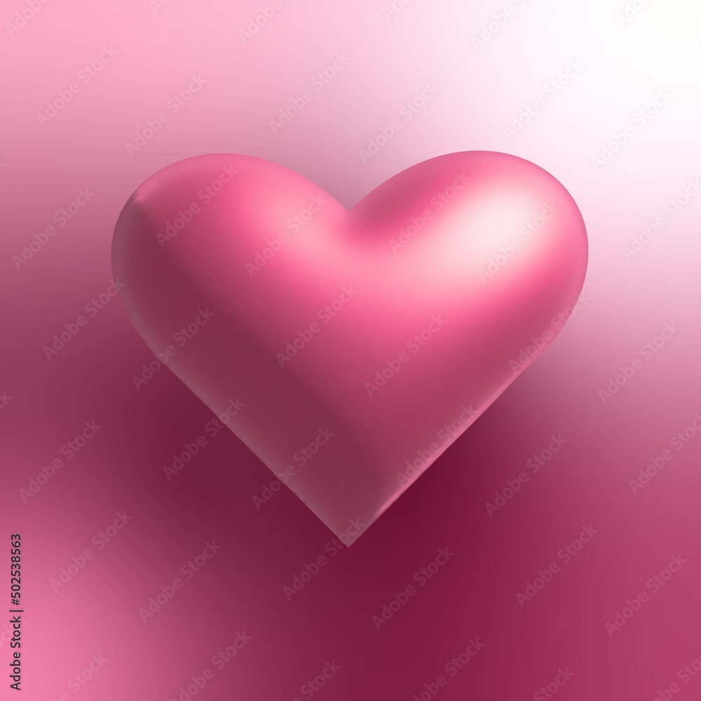 3d pink heart symbol of love, volumetric realistic vector 3d render with glossy icon for festive decoration