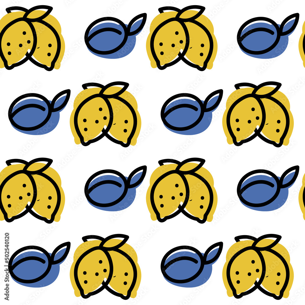 Fototapeta premium Pattern Plum and Lemon