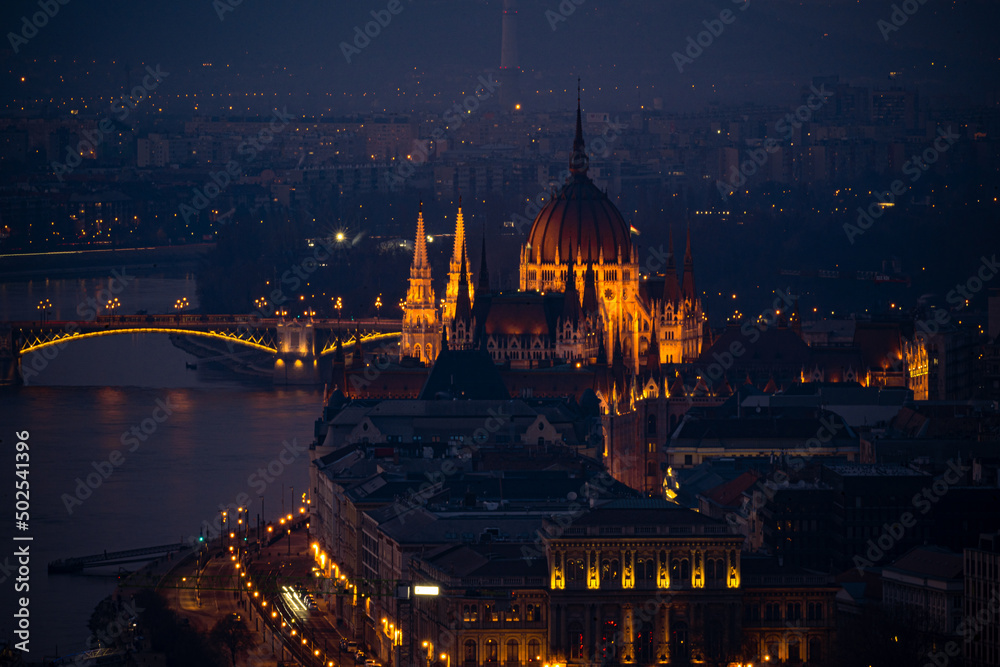 Parlament building of budapest in hungary during night