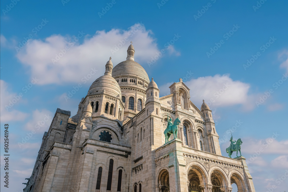 Sacre Coeur Cathedral on Montmartre Hill, Paris in France