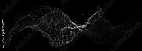 Futuristic dynamic digital wave. Abstract nanotechnology flow. Science background concept. 3D rendering.