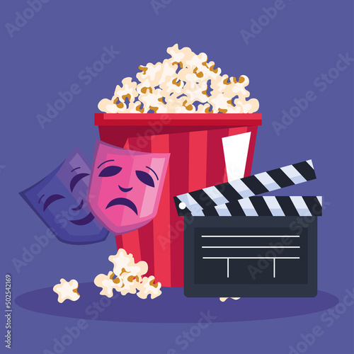 cinema clapper and masks