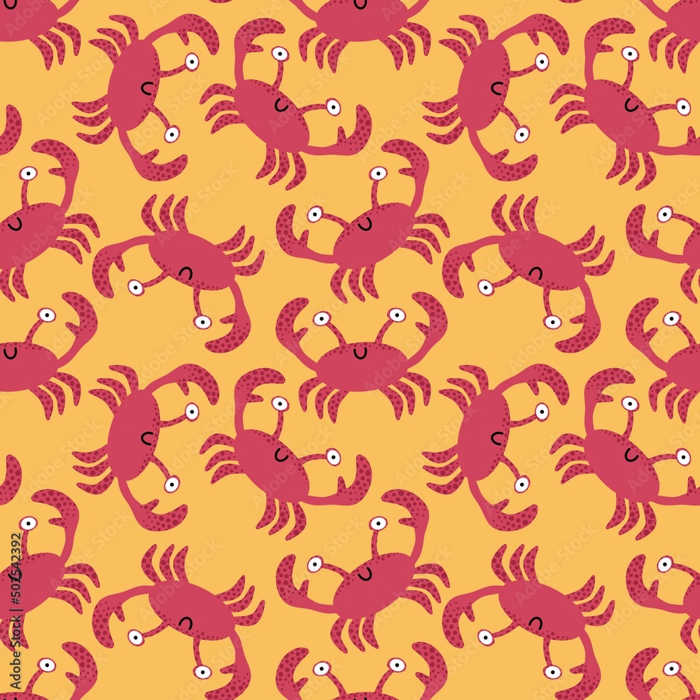 Summer sea seamless crabs pattern for fabrics and textiles and packaging and gifts and cards and linens Summer sea seamless crabs pattern for fabrics and textiles and packaging and gifts and cards and linens