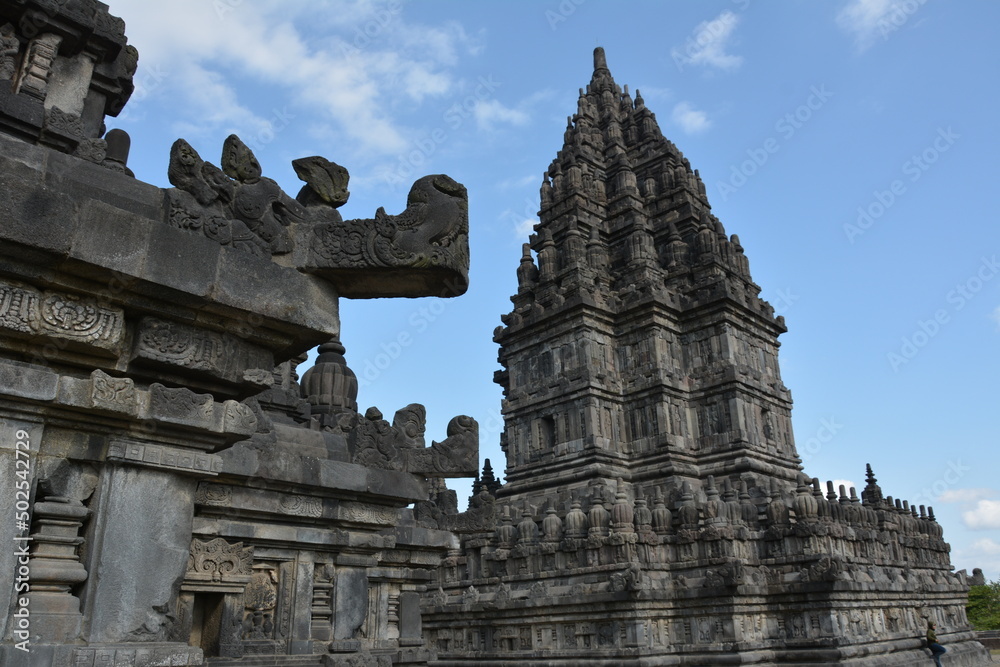 The ancient ruins of the hindu temple of Prambanan in Central java, Indonesia