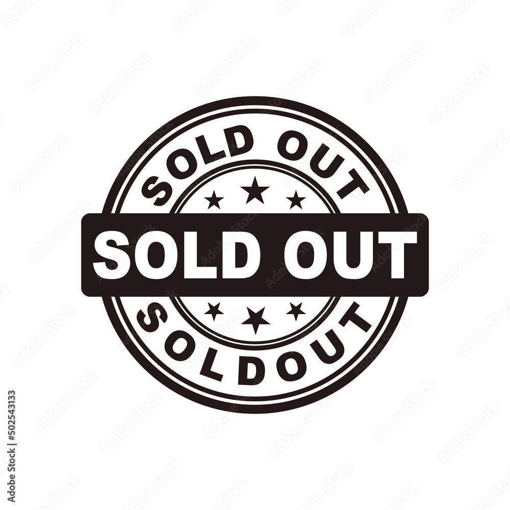 Sold out rubber stamp vector illustration on white background.	
