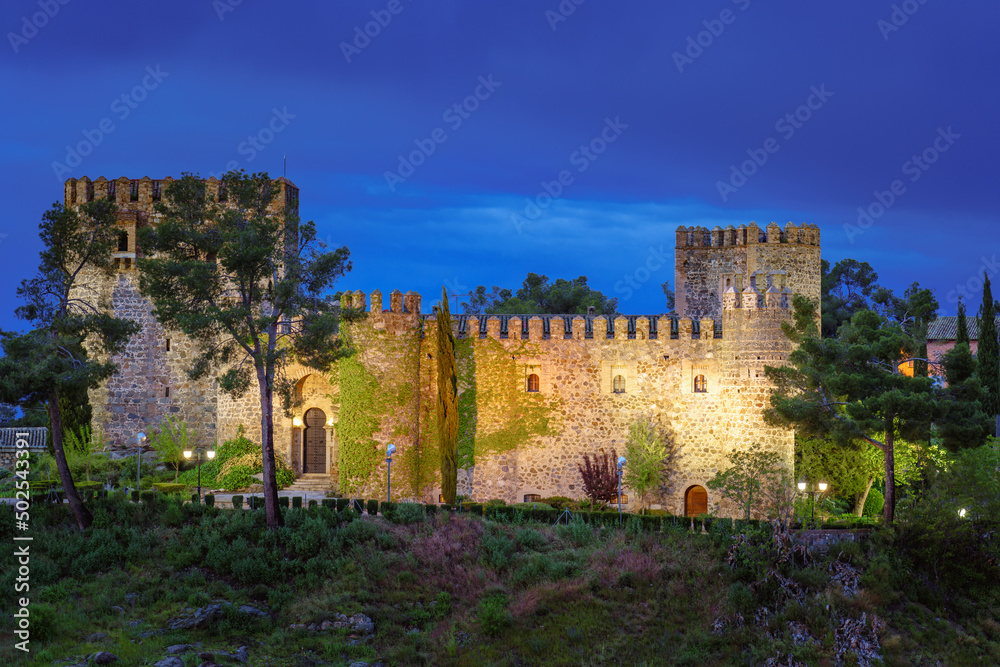 View of San Servando castle medieval building monument in Toledo, Castilla la Mancha, Spain