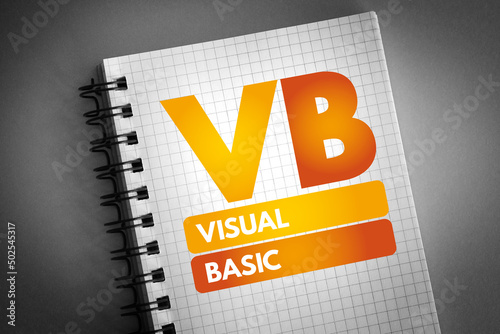 VB - Visual Basic acronym on notepad, technology concept background photo
