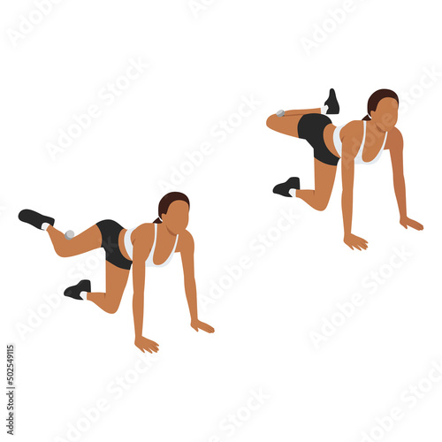 Woman doing booty squeeze exercise. Flat vector illustration isolated on white background