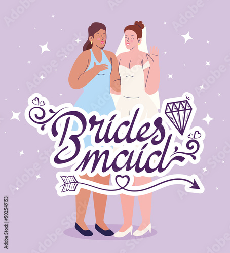 bridesmaid lettering and characters