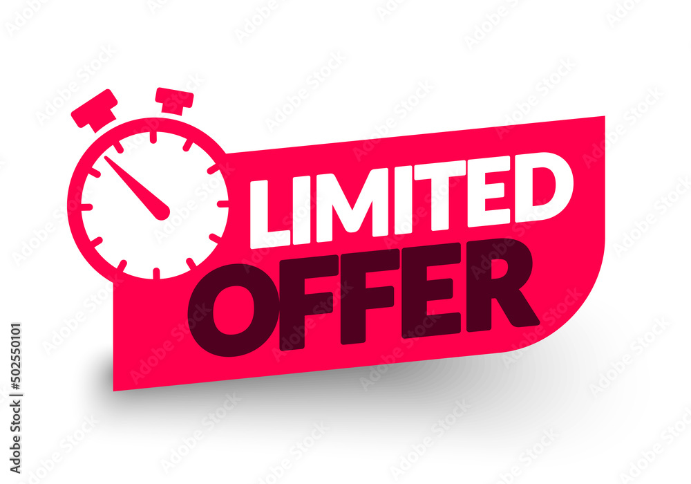 Limited Offer Label With Stop Watch Icon Limited Offer Label With Stop Watch Icon