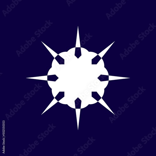 Simple design single circle pattern in white isolated on dark purple background.Suitable for decorative patterns, ornament designs, logos, etc.