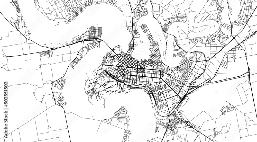 Urban vector city map of Mykolayiv, Ukraine, Europe