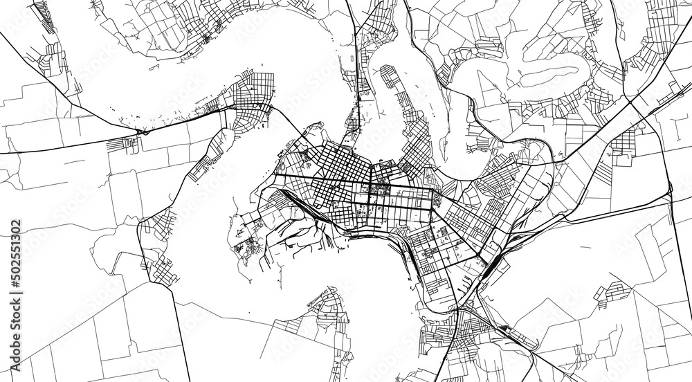 Urban vector city map of Mykolayiv, Ukraine, Europe Urban vector city map of Mykolayiv, Ukraine, Europe