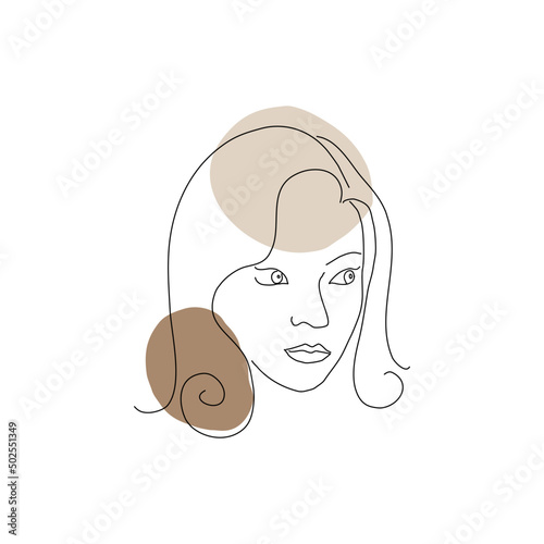 Face line art. Earth tone color.