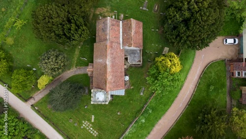 Birds ee view of a village church in Nackington near Canterbury England photo