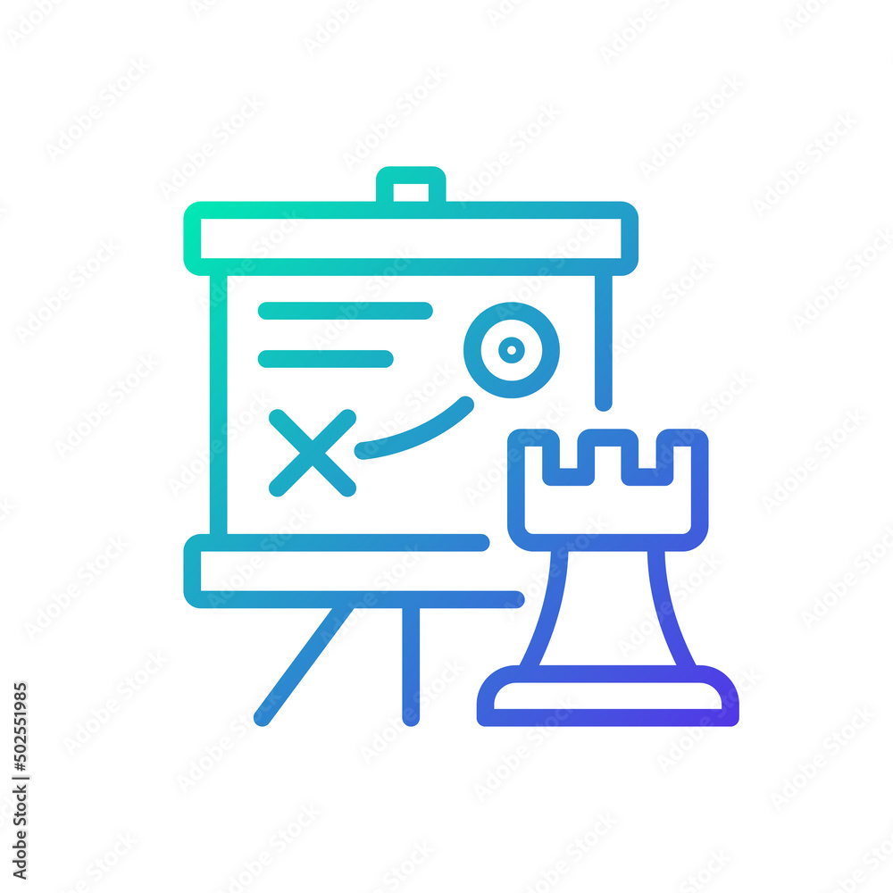 Business strategy gradient linear vector icon. Company plan. Strategic management. Setting goals. Marketing tactics. Thin line color symbol. Modern style pictogram. Vector isolated outline drawing