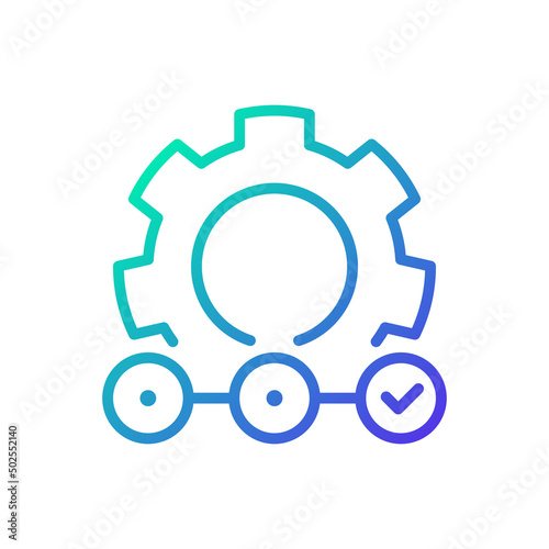 Supply chain gradient linear vector icon. Delivering goods and services. Logistics management. Products transportation. Thin line color symbol. Modern style pictogram. Vector isolated outline drawing