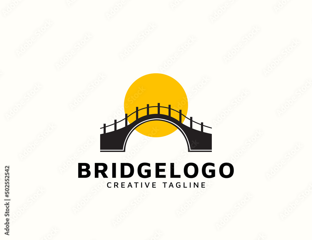 Fototapeta premium Bridge with sun logo design
