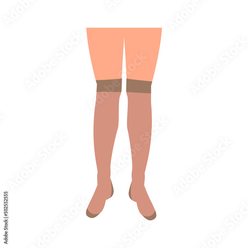 compression stockings isolated on white background. Women's legs in compression hosiery. Prevention and treatment of varicose veins. Vector illustration