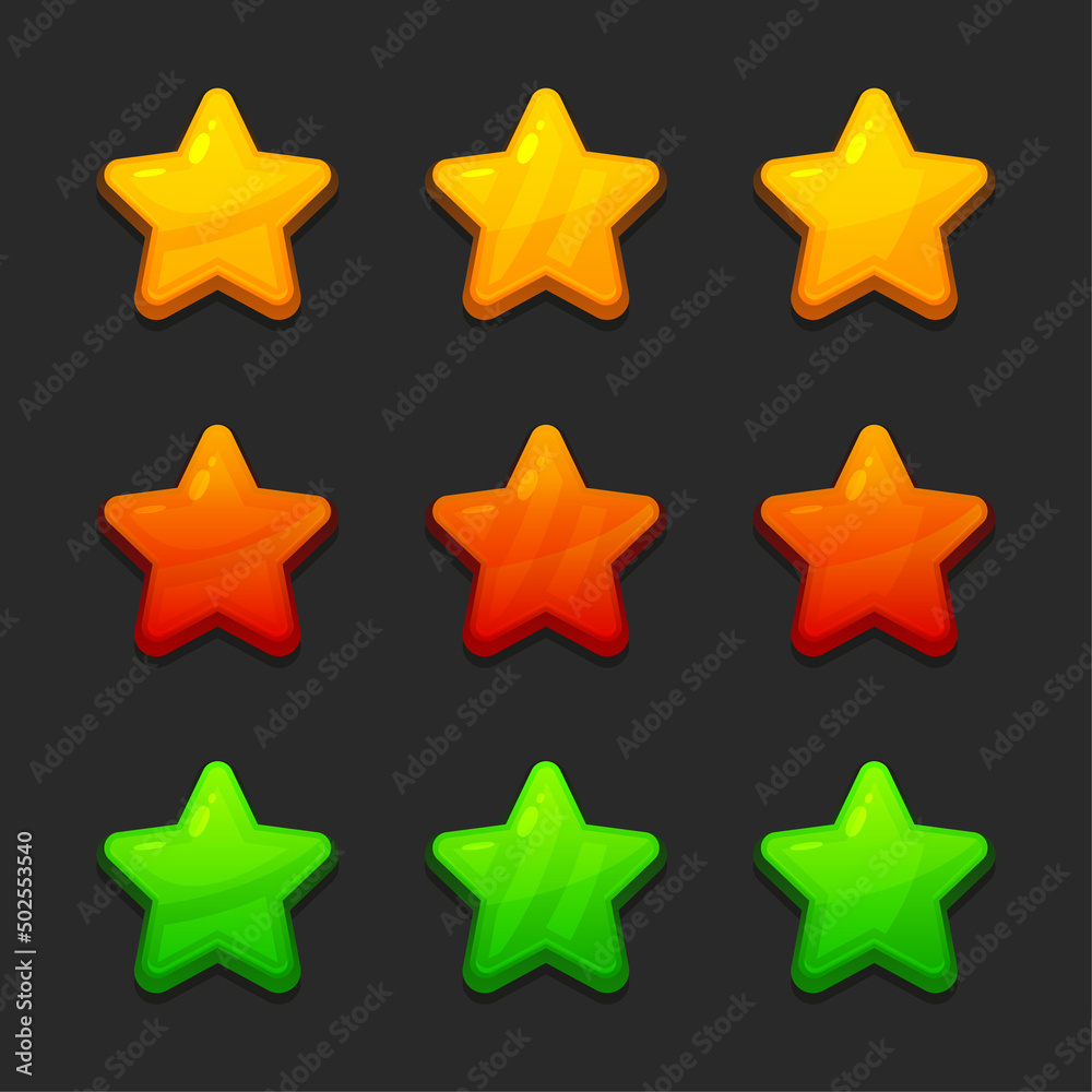 Obraz premium Star Icons Set for Game UI. Vector