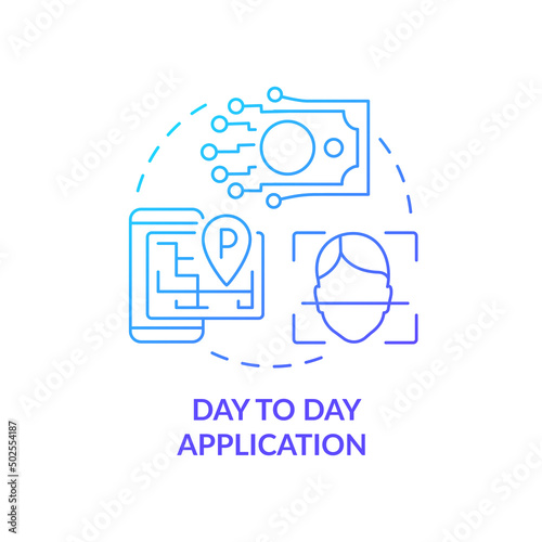 Day to day application blue gradient concept icon. Smartphone. Artificial intelligence advantage abstract idea thin line illustration. Isolated outline drawing. Myriad Pro-Bold font used