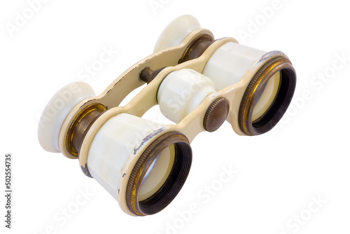 Old theater binoculars. Isolate on a white background.
