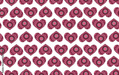 Seamless Pattern vector illustration with hand drawn pink hearts