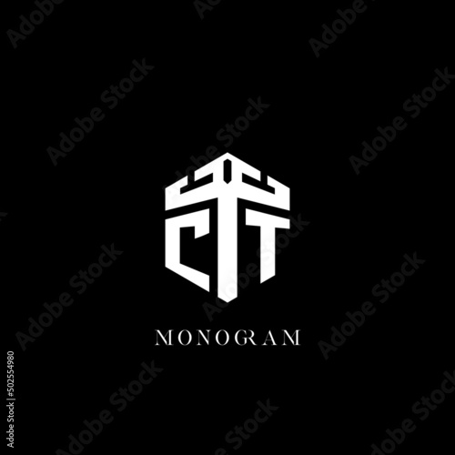 Initial letter CT hexagon shape logo geometric style