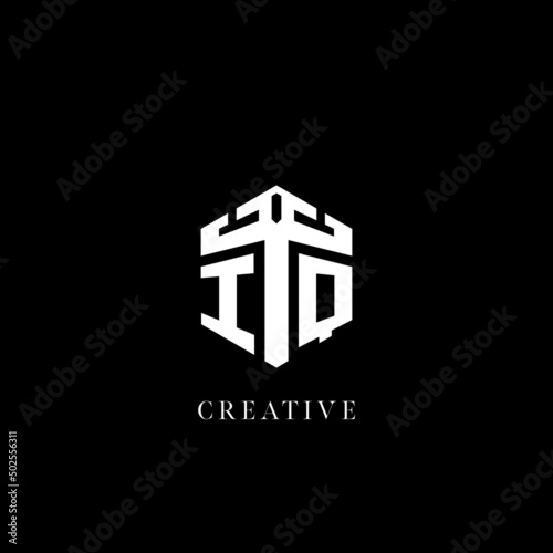 Initial letter IQ hexagon shape logo geometric style