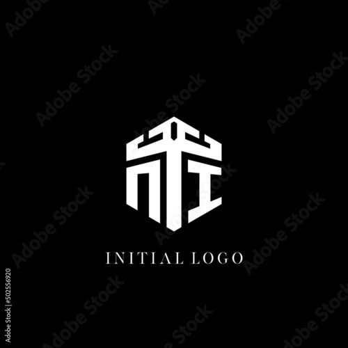 Initial letter NI hexagon shape logo geometric style