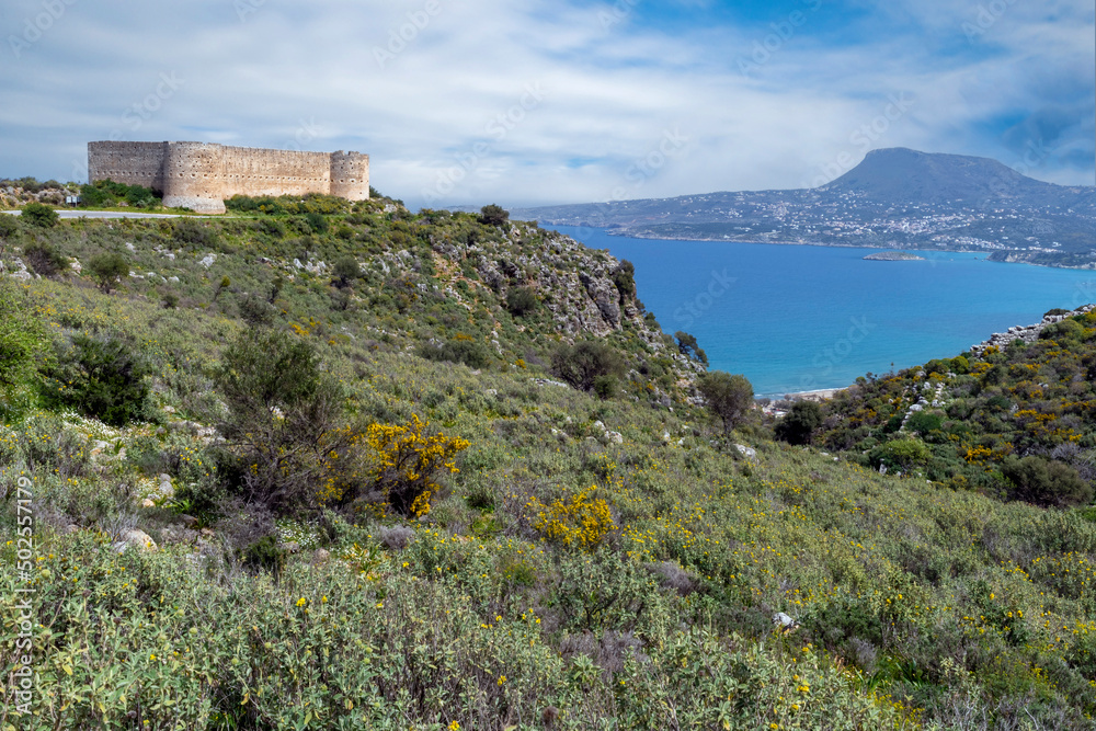 Venetian Fortezza Castle overlooking bay on Crete