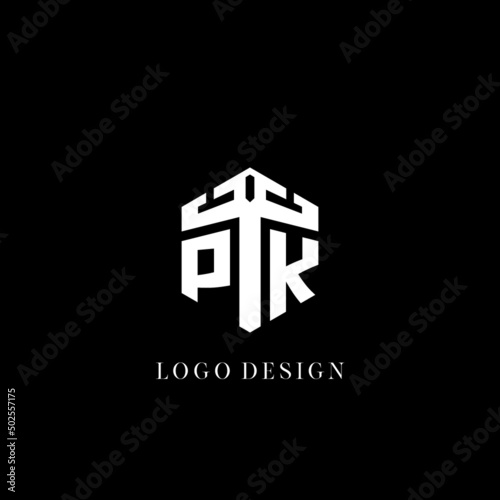 Initial letter PK hexagon shape logo geometric style