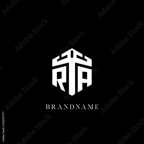 Initial letter RA hexagon shape logo geometric style