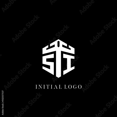 Initial letter SI hexagon shape logo geometric style